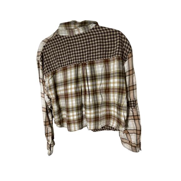 American Eagle Cozy Cabin Cropped Flannel Gorpcore Utility Lumberjack M Cotton - Picture 5 of 5